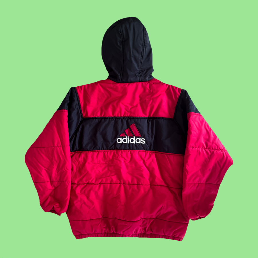 Adidas 90s Red Puffer Hooded Jacket (M)