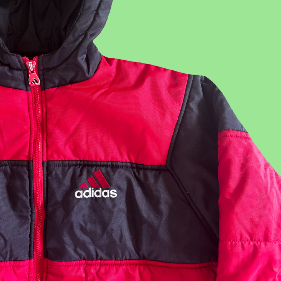 Adidas 90s Red Puffer Hooded Jacket (M)