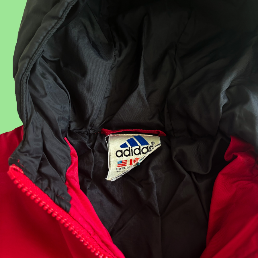 Adidas 90s Red Puffer Hooded Jacket (M)