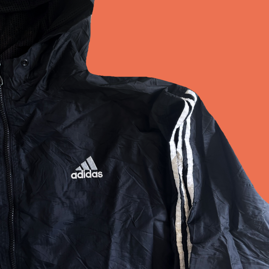 Adidas 90s Striped Hood Windbreaker (XL)