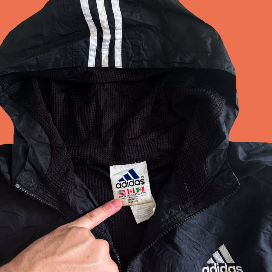 Adidas 90s Striped Hood Windbreaker (XL)